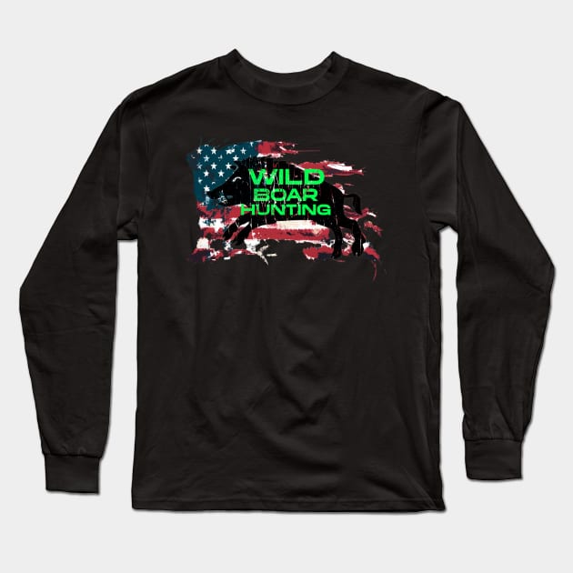 WILD BOAR HUNTING Long Sleeve T-Shirt by Cult Classics